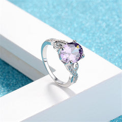 Purple Crystal & Cubic Zirconia Oval-Cut Promise Ring