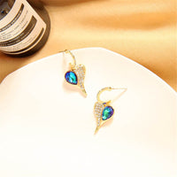 Blue Pear-Cut Crystal & Cubic Zirconia Heart Drop Earrings