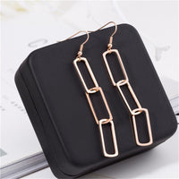 18k Rose Gold-Plated Triple Rectangle Drop Earring - streetregion
