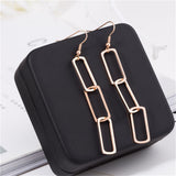 18k Rose Gold-Plated Triple Rectangle Drop Earring - streetregion