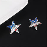 cubic zirconia & Silver-Plated American Flag Star Stud Earrings - streetregion