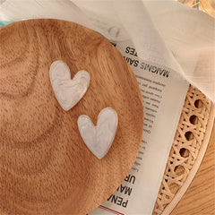 Ivory Enamel & 18K Gold-Plated Heart Stud Earrings