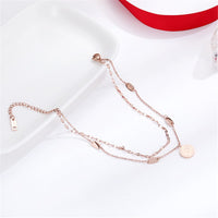 18k Rose Gold-Plated Coin Layer Anklet