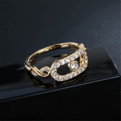 Cubic Zirconia and Gold-Plated Eye Ring, gold statement rings for women, vintage-inspired design, side view