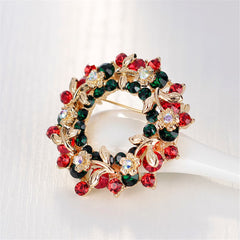Cubic Zirconia & 18K Gold-Plated Wreath Brooch