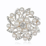 Imitation Pearl & Cubic Zirconia Floral Brooch