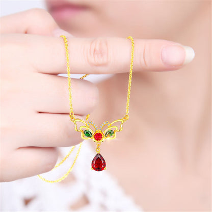 Red Crystal and Cubic Zirconia Butterfly Pendant Necklace, pendant necklace for women, lifestyle look