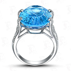 Ocean Blue cubic zirconia & Crystal Oval-Cut Ring - streetregion