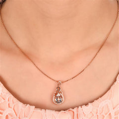 Cubic Zirconia & Crystal Teardrop Pendant Necklace