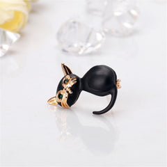 Green Cubic Zirconia & 18K Gold-Plated Kitty Brooch