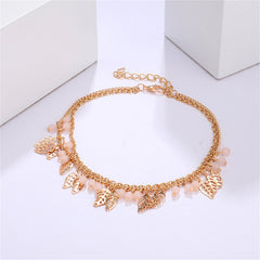 18K Gold-Plated Leaves Layered Anklet