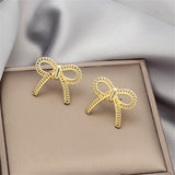 18k Gold-Plated Figaro Bow Stud Earrings