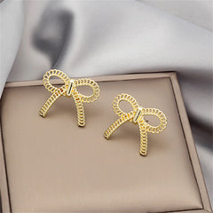 18K Gold-Plated Figaro Bow Stud Earrings