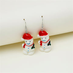 Red & White Snowman Drop Earrings
