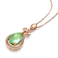 Light Green Crystal & cubic zirconia Teardrop Pendant Necklace - streetregion