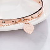 Cubic Zirconia & 18k Rose Gold-Plated Heart Charm Bangle