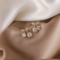 Cubic Zirconia & Crystal 18k Gold-Plated Cherry Stud Earrings