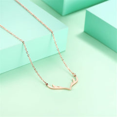 18K Rose Gold-Plated Antler Pendant Necklace