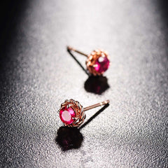 Red Crystal & 18K Rose Gold-Plated Twist Stud Earrings