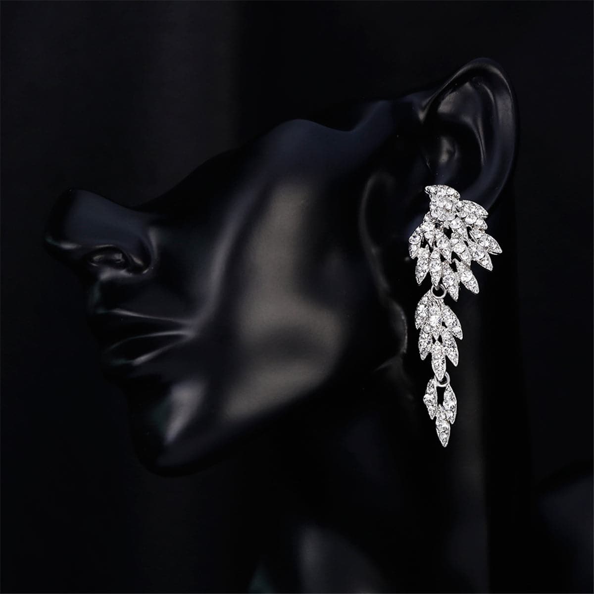 Cubic Zirconia & Silver-Plated Wings Drop Earrings