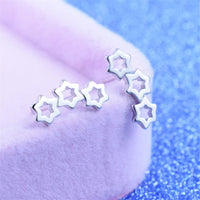 Silvertone Triple Hollow-Star Stud Earrings