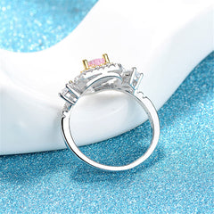 Crystal & Cubic Zirconia Two-Tone Heart Ring