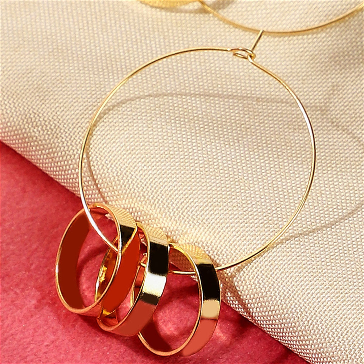18K Gold-Plated Ring-Accent Hoop Earrings, gold drop earrings for women, elegant gift for her, side view