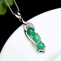 Green Jade & cubic zirconia Bean Pendant Necklace - streetregion