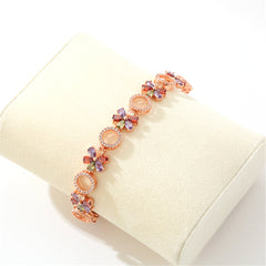 Red Crystal & Cubic Zirconia Flower-Link Bracelet