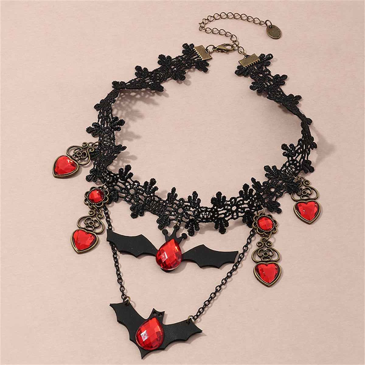Red & Black Bat Choker Necklace