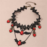 Red & Black Bat Choker Necklace
