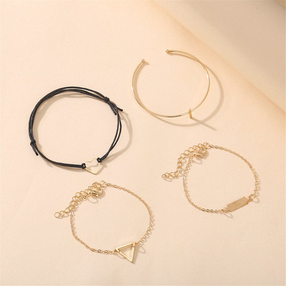 18K Gold-Plated Triangle Bracelet Set