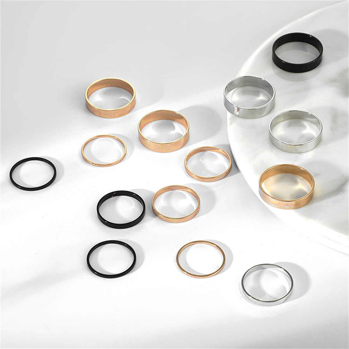 Tri-Tone Band Ring Set