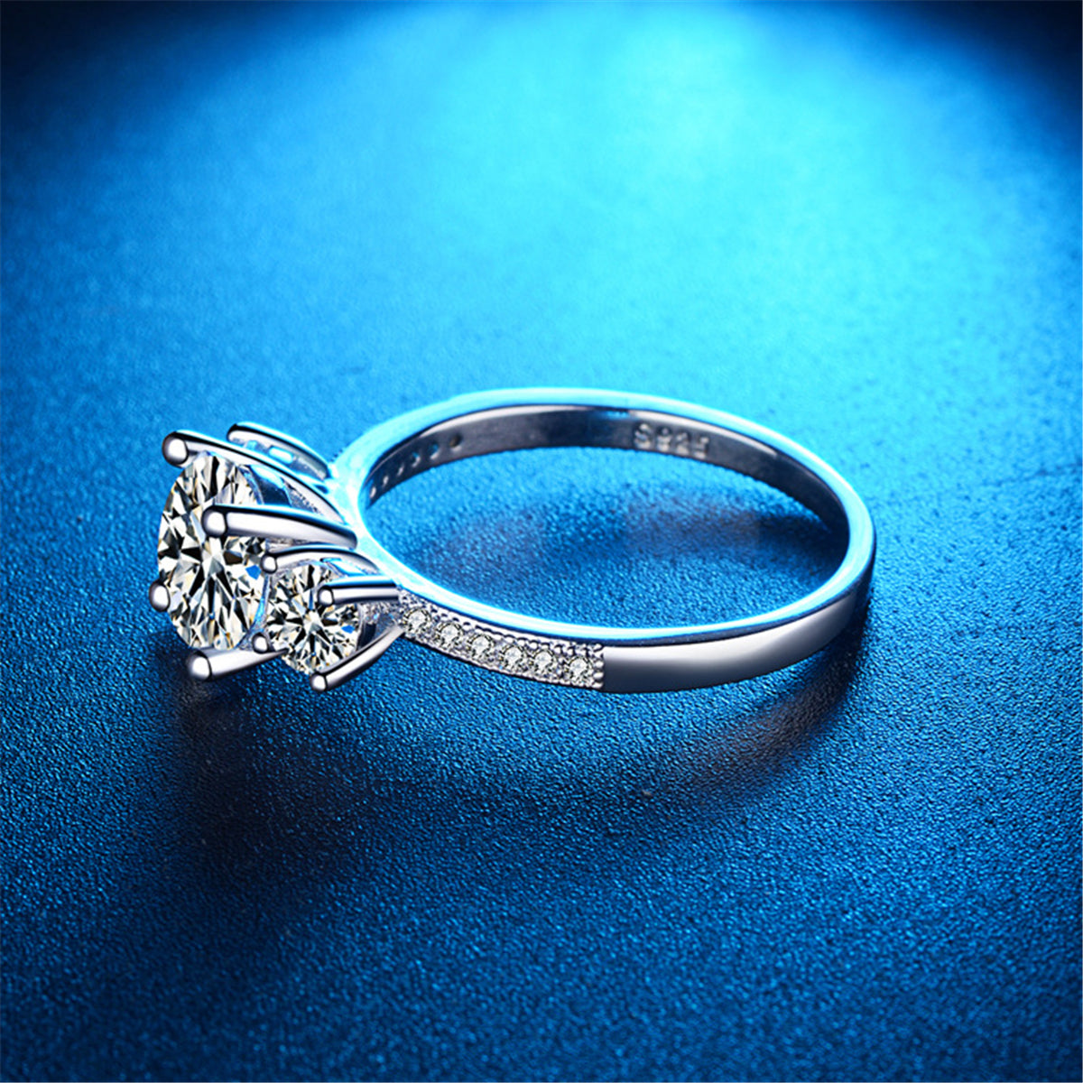 Crystal and Cubic Zirconia Round-Cut Ring, statement rings for women, botanical inspired, side view