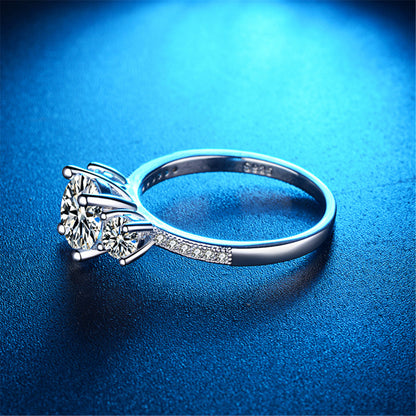 Crystal and Cubic Zirconia Round-Cut Ring, statement rings for women, botanical inspired, side view