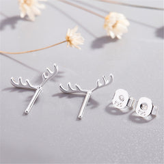 Silver-Plated Antler Stud Earrings