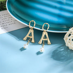 Pearl & 18K Gold-Plated Letter 'A' Drop Earrings