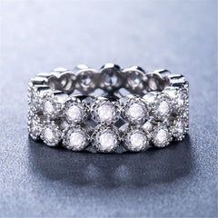 cubic zirconia & Silver-Plated Two Rank Band - streetregion
