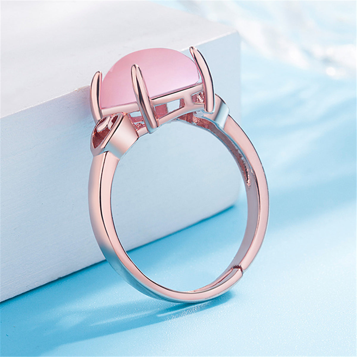 Rose Quartz & 18K Rose Gold-Plated Adjustable Ring
