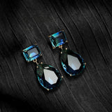 Green & Blue Crystal 18K Rose Gold-Plated Geometric Teardrop Earrings