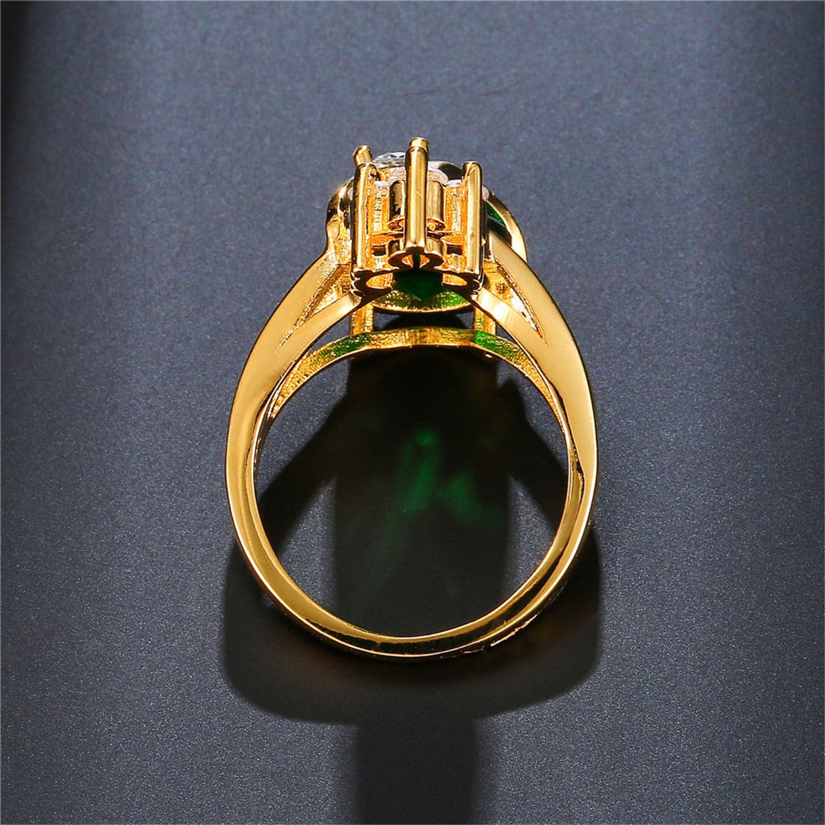 Green Crystal & cubic zirconia Oval-Cut Ring - streetregion