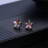 Jewel-Tone Cubic Zirconia & 18k Rose Gold-Plated Star Earrings - streetregion