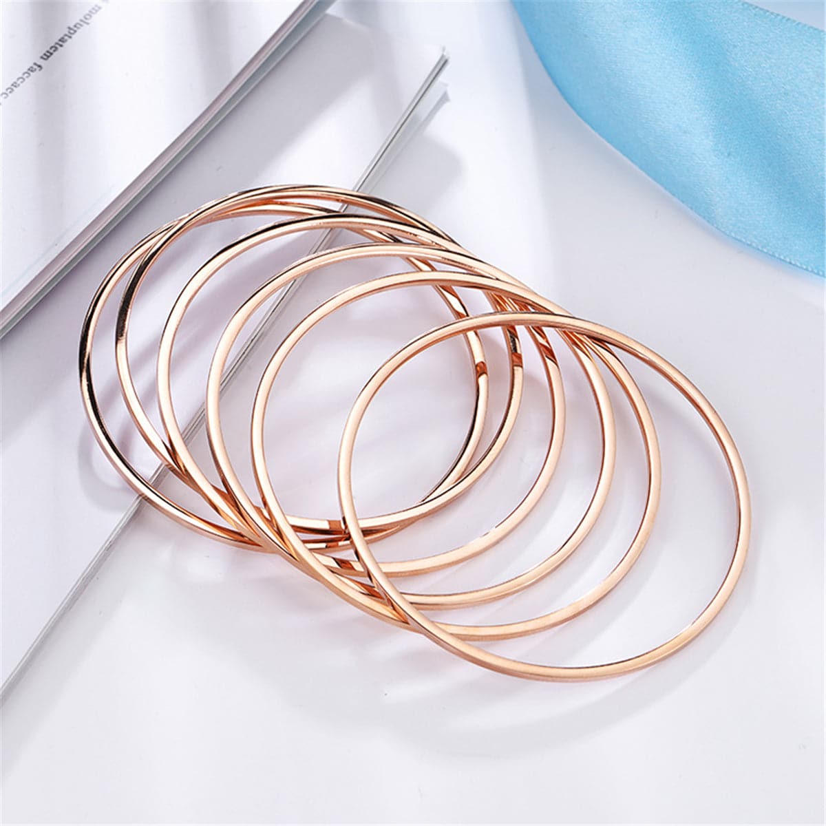18K Rose Gold-Plated Stackable Bangle - Set Of Six