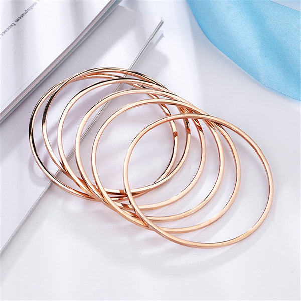 18k Rose Gold-Plated Stackable Bangle - Set of Six