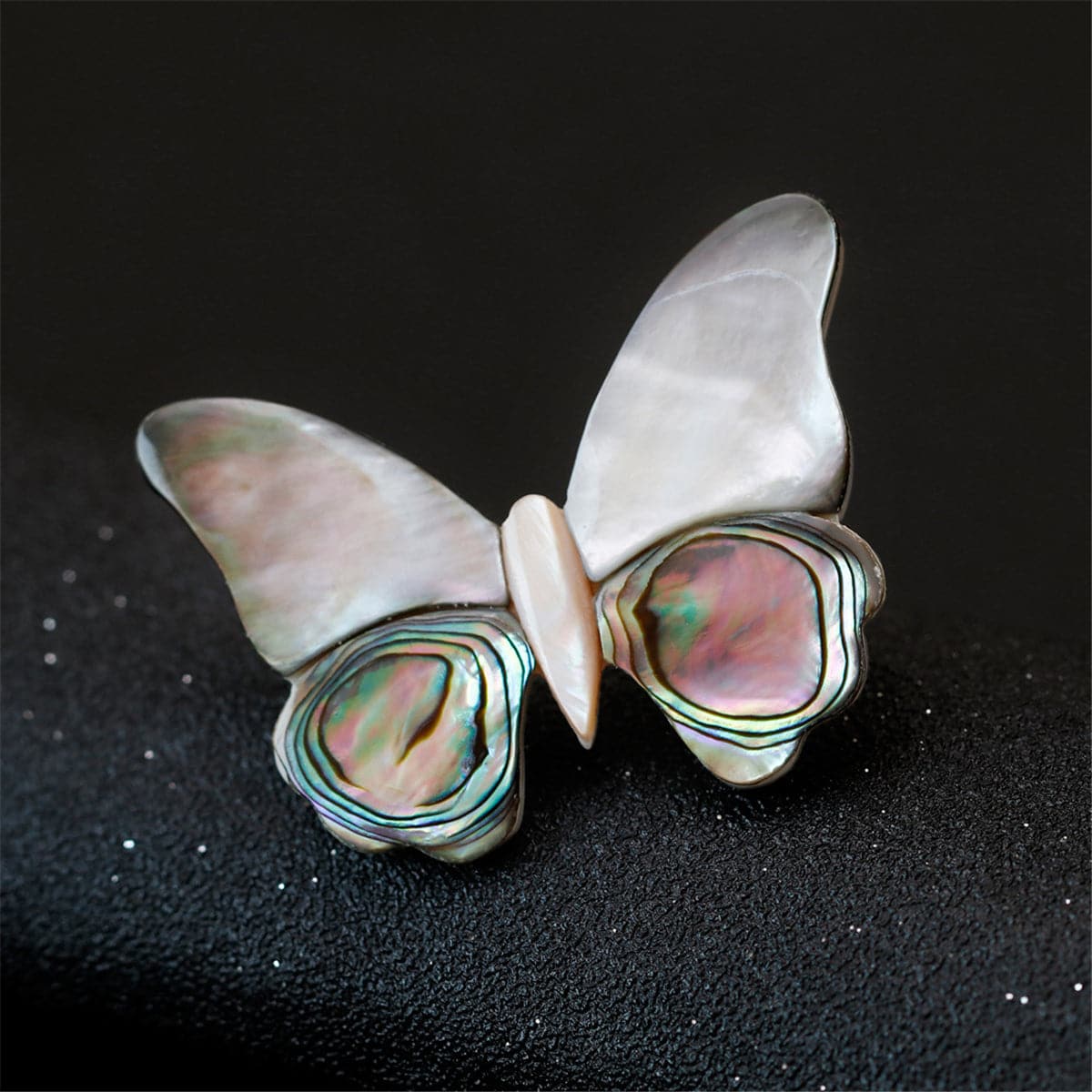Abalone & Silver-Plated Butterfly Brooch