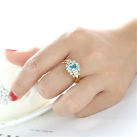 Blue Crystal & Cubic Zirconia Baguette-Cut Ring