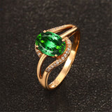 Emerald Cubic Zirconia & Crystal Oval Ring
