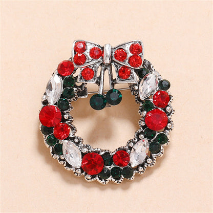 Red and Multicolor Cubic Zirconia and Silver-Plated Wreath Brooch, silver brooch pin, elegant gift for her, detail close-up