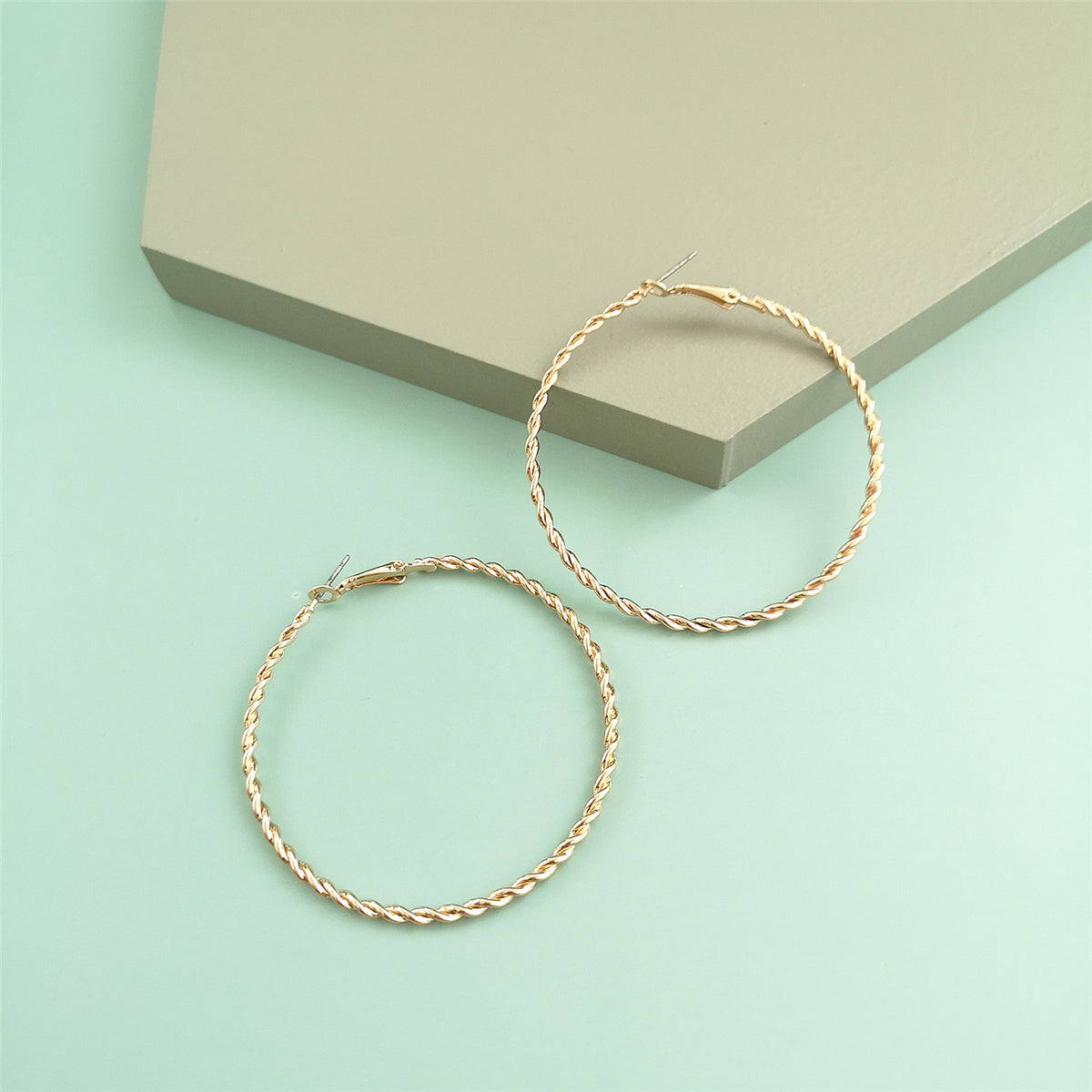 18K Gold-Plated Twine Hoop Earrings, everyday style, lifestyle look