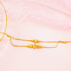 24K Gold-Plated Round Bead Layered Anklet